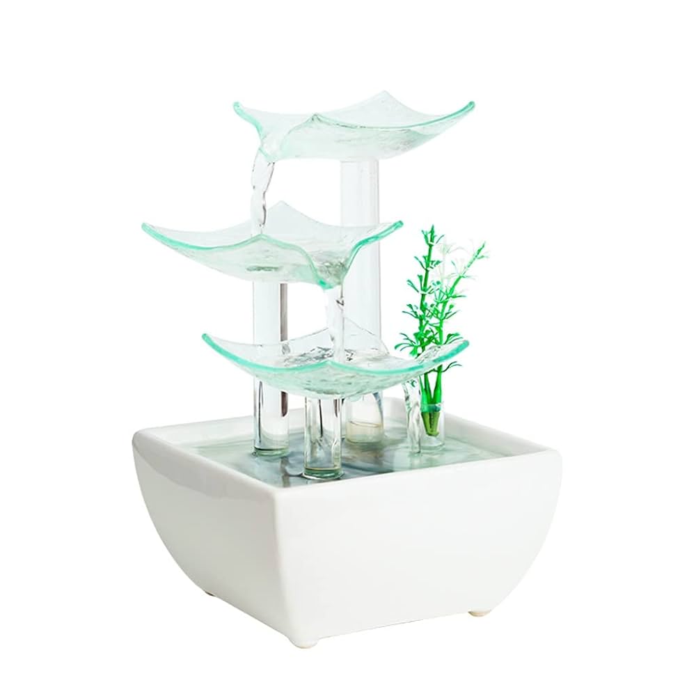 三段　滝　加湿器　噴水　置物　インテリア Amazon.co.jp: 卓上噴水 デスクトップ噴水 ミニ滝 樹脂 室内噴水